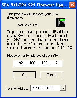 Screenshot des Dialogs zur Eingabe der IP-Adresse